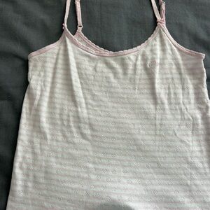 Cotton pink striped Pointelle Cami